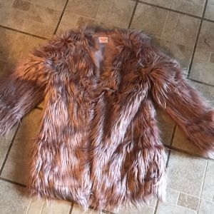 Showpo rose gold faux fur coat